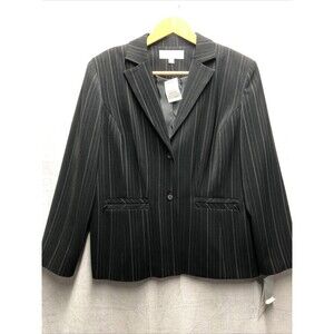 Pret A Porter Suits Pants Blazer Size 18W Black Striped Career Professional Work